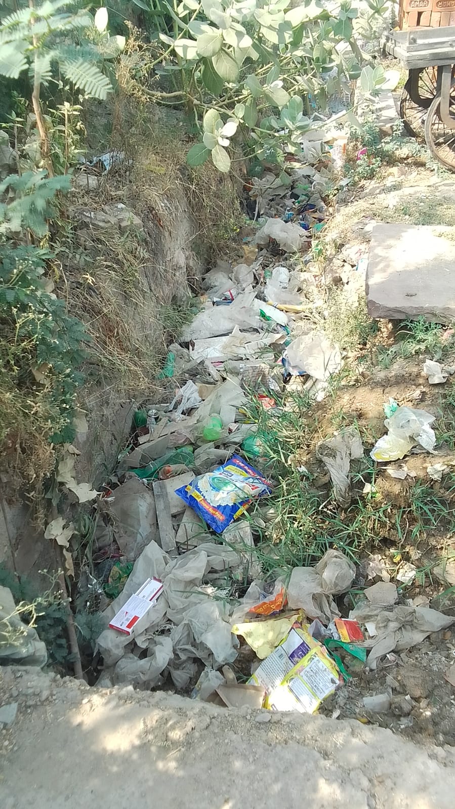 चेयरमैन नरेश गुर्जर के निरीक्षण के बाद भी नाले के किनारे कचरे के ढेर, सफाई व्यवस्था पर उठ रहे सवाल,